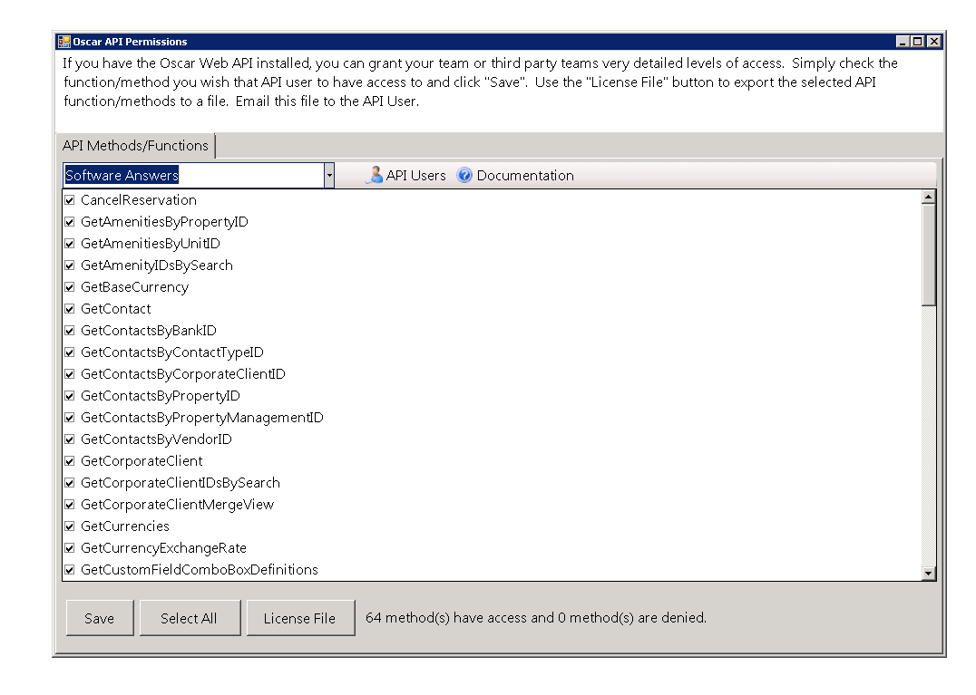 API permissions screen